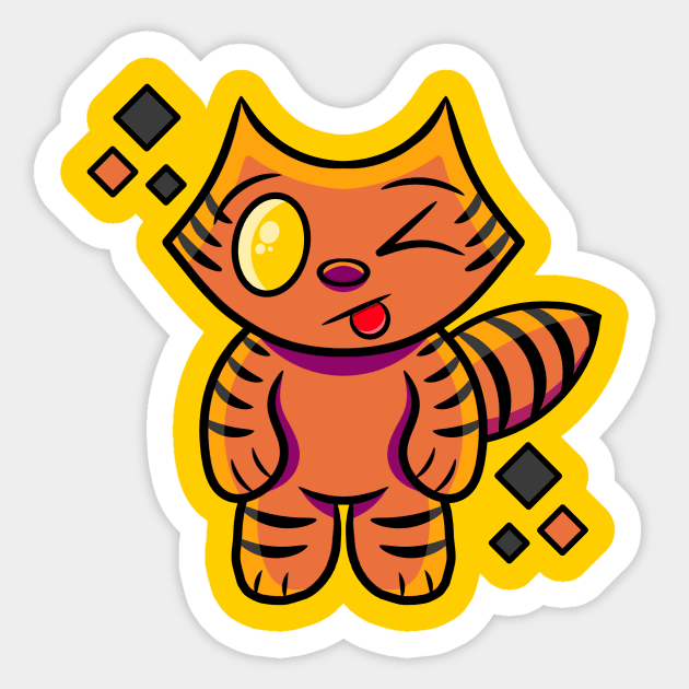 Tiger Wink Sticker by RD Doodles